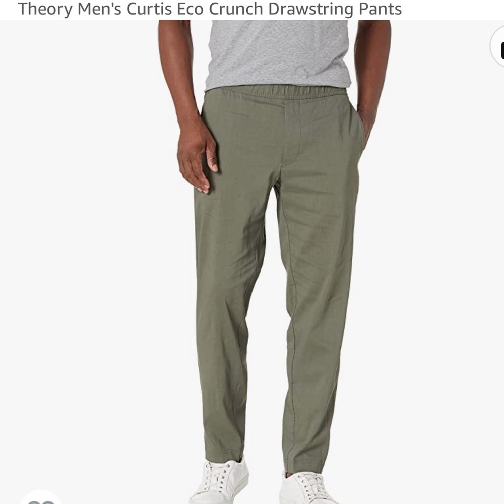 Theory men size M eco crunch linen blend elastic/drawstring waist pant NWOTS